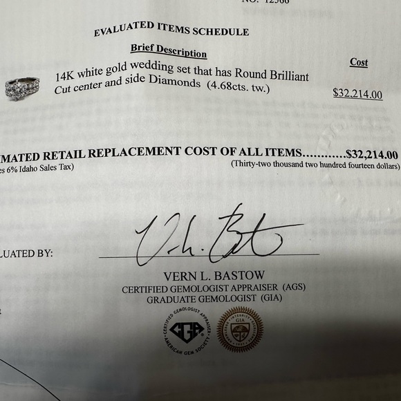 14K White Gold Round Cut Center 4.68 ct tw. - Picture 7 of 7